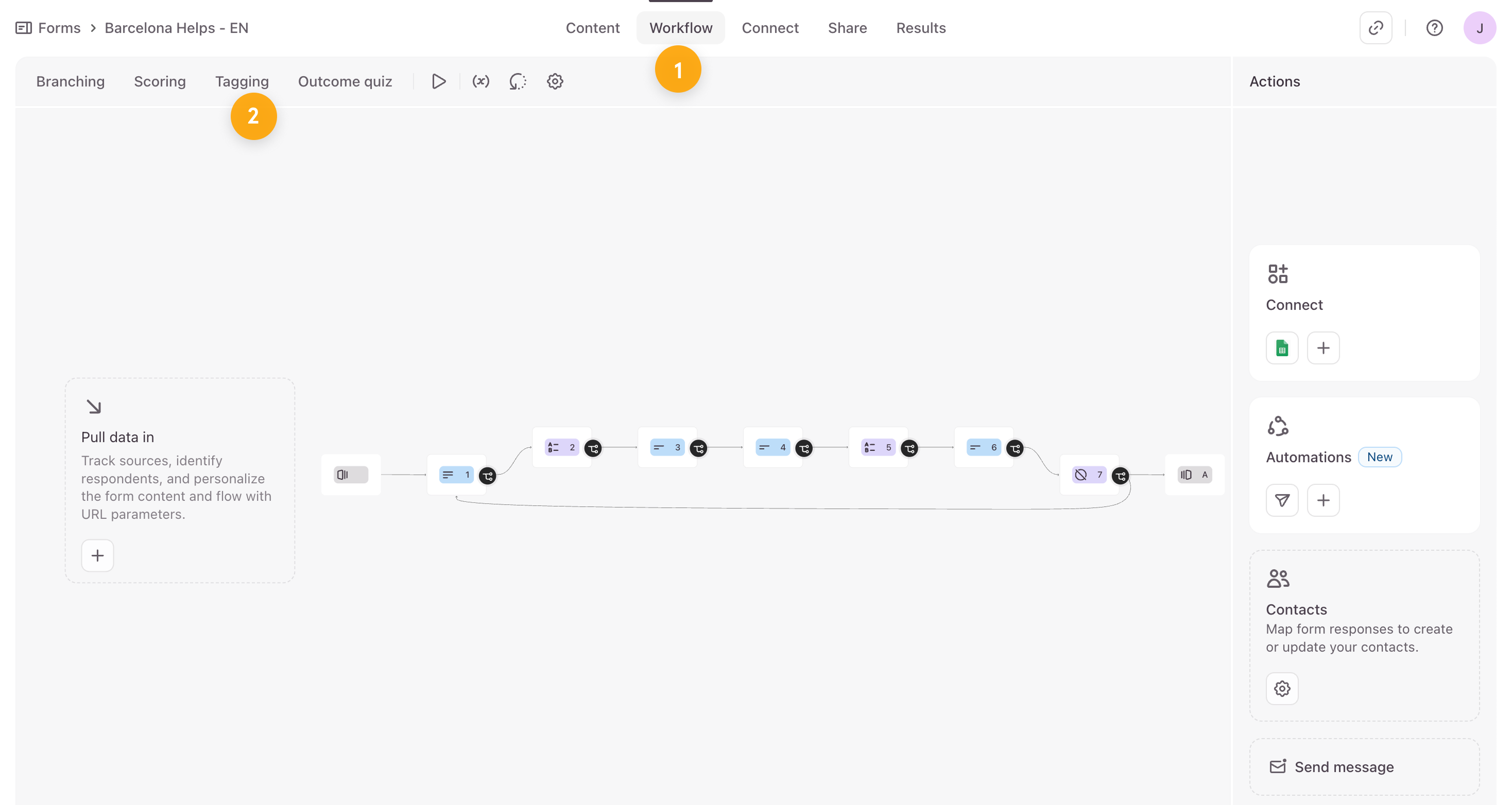 The Workflow panel highlighting the Tagging option selection.